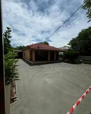 Plain concrete pour across a rear yard